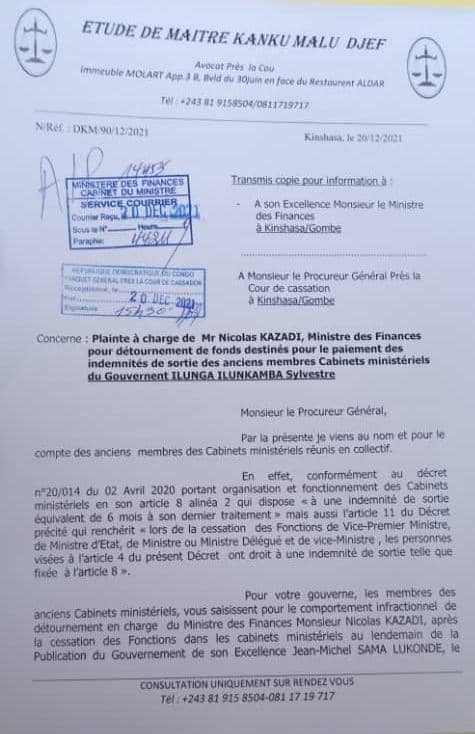 Rdc Une Plainte Contre Nicolas Kazadi Pour D Tournement De Fonds Des